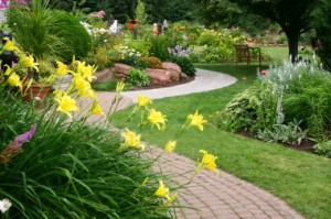 This walkway acts as a border for a great garden